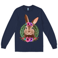 Navy western leopard and flowers easter bunny Long Sleeve Tee - Jasminsmagicworld