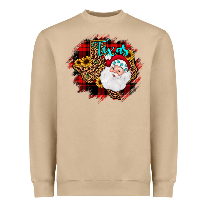 Texas Santa Wood Slice Ornament Heavyweight Sweatshirt by JahusDesignShop | Teevron