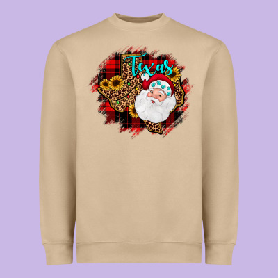 Texas Santa Wood Slice Ornament Heavyweight Sweatshirt Designed By Jahusdesignshop
