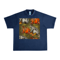 Navy squirrel pumpkin seamless Urban Heavy Tee - BundleAndBundleShop
