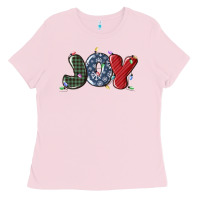 Bubblegum Pink joy christmas lights Ladies Tee - MaliasSmallBusiness