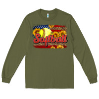 Army Green Western American Flag Softball Long Sleeve Tee - LillyAllenDesigns