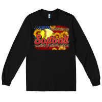 Black Western American Flag Softball Long Sleeve Tee - LillyAllenDesigns