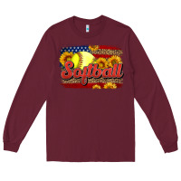 Burgundy Western American Flag Softball Long Sleeve Tee - LillyAllenDesigns