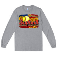 Heather Grey Western American Flag Softball Long Sleeve Tee - LillyAllenDesigns