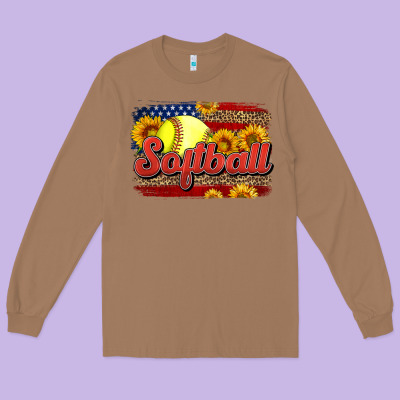 Western American Flag Softball Long Sleeve Tee Designed By Lillyallendesigns