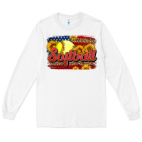 White Western American Flag Softball Long Sleeve Tee - LillyAllenDesigns