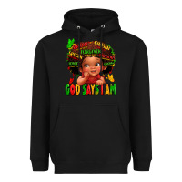 Black god says i am juneteenth kid Heavyweight Hoodie - LillyAllenDesigns