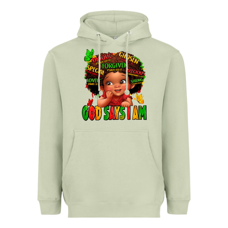 God Says I Am Juneteenth Kid Heavyweight Hoodie by LillyAllenDesigns | Teevron