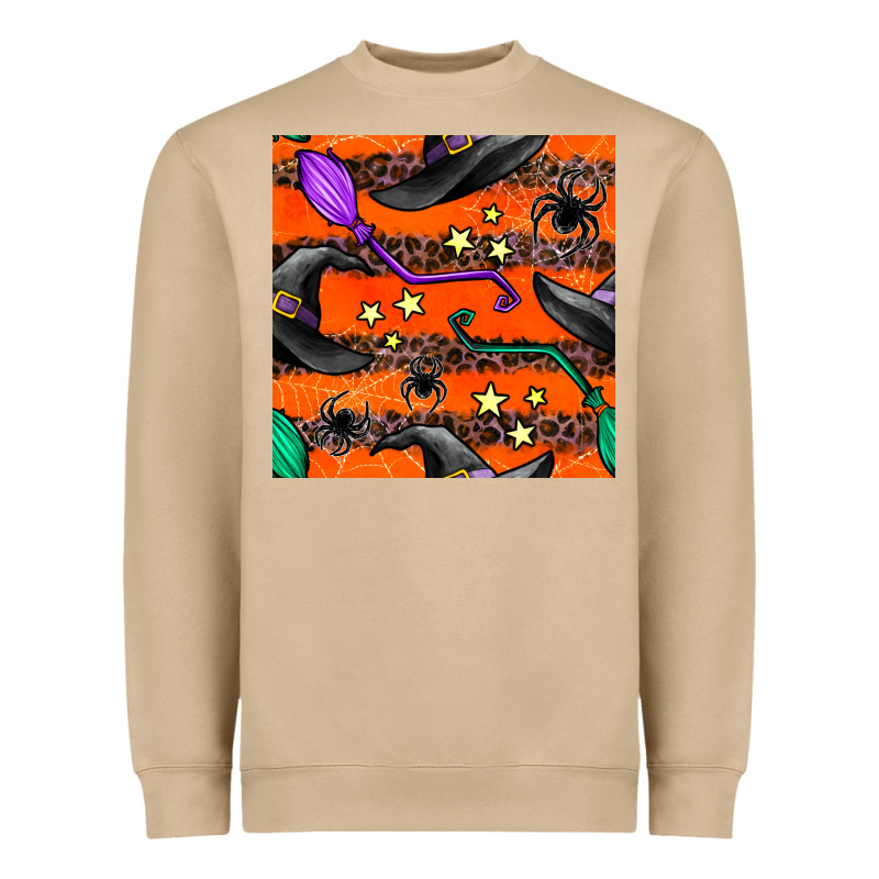 Halloween Witch Hats Leopard Seamless Pattern Heavyweight Sweatshirt by BundleAndBundleShop | Teevron