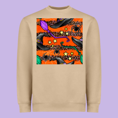 Halloween Witch Hats Leopard Seamless Pattern Heavyweight Sweatshirt Designed By Bundleandbundleshop