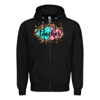 Black heart teacher Zipper Hoodie - MaliasSmallBusiness