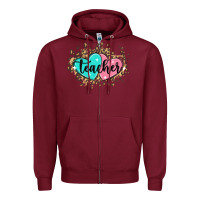 Burgundy heart teacher Zipper Hoodie - MaliasSmallBusiness