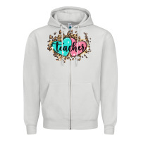Dove Grey heart teacher Zipper Hoodie - MaliasSmallBusiness