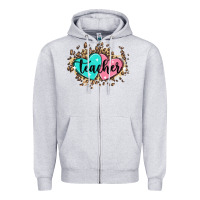 Heather Grey heart teacher Zipper Hoodie - MaliasSmallBusiness