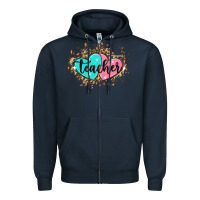 Navy heart teacher Zipper Hoodie - MaliasSmallBusiness