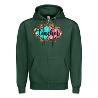Sports Green heart teacher Zipper Hoodie - MaliasSmallBusiness