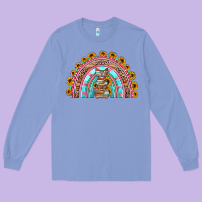 Western Easter Rainbow Long Sleeve Tee Designed By Jasminsmagicworld
