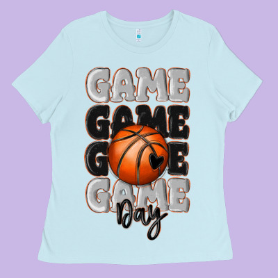 Ladies Tee game day basketball bal