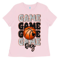 Bubblegum Pink game day basketball bal Ladies Tee - MaliasSmallBusiness