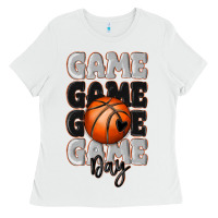 White game day basketball bal Ladies Tee - MaliasSmallBusiness