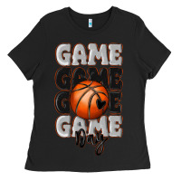 Black game day basketball bal Ladies Tee - MaliasSmallBusiness