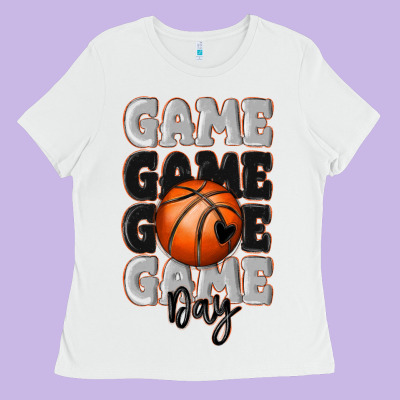 Ladies Tee game day basketball bal
