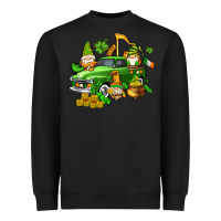 Black st patricks gnomes  with farm truck Heavyweight Sweatshirt - AdoDesignShop