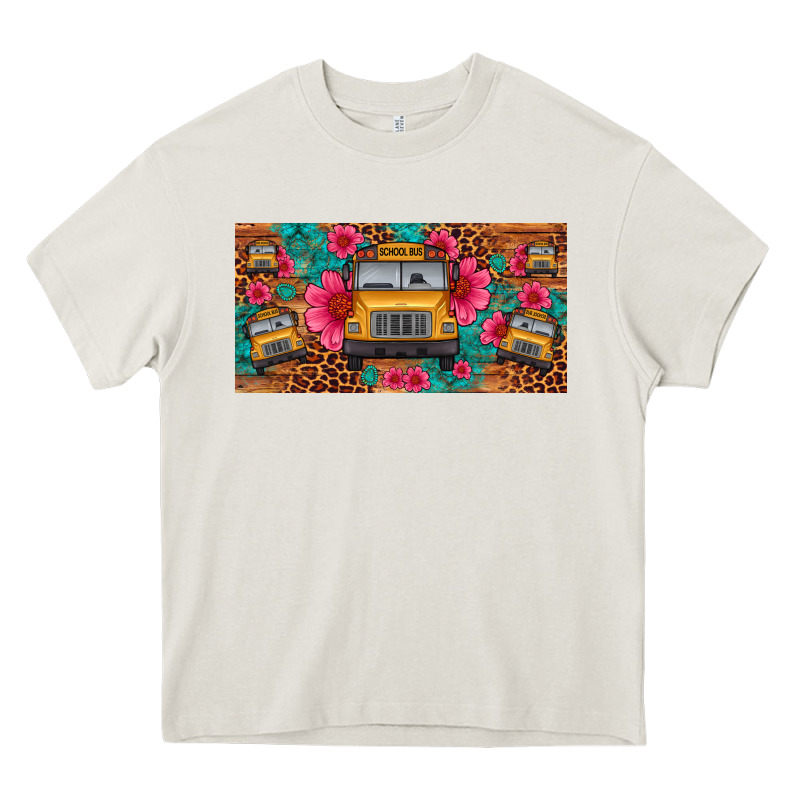 School Bus Leopard Gemstone License Plate Heavy Core Tee by Artiststas | Teevron