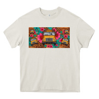 Cream school bus leopard gemstone license plate Heavy Core Tee - Artiststas