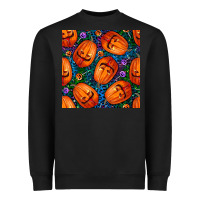 Black halloween pumpkin and candy seamless pattern Heavyweight Sweatshirt - BundleAndBundleShop