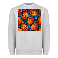 Heather Grey halloween pumpkin and candy seamless pattern Heavyweight Sweatshirt - BundleAndBundleShop