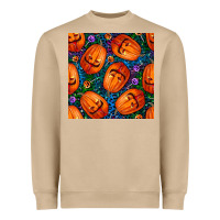 Mushroom halloween pumpkin and candy seamless pattern Heavyweight Sweatshirt - BundleAndBundleShop
