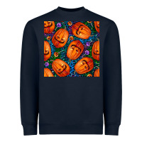 Navy halloween pumpkin and candy seamless pattern Heavyweight Sweatshirt - BundleAndBundleShop