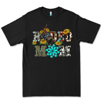 Black western rodeo bullfighter mom turquoise gemstones  sunflowers Premium Tee - BarkalooDesign