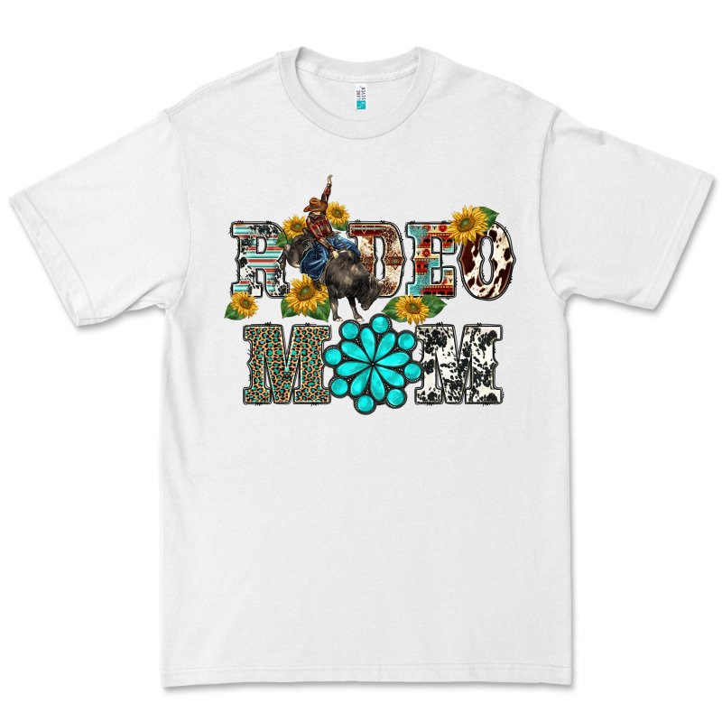 Western Rodeo Bullfighter Mom Turquoise Gemstones  Sunflowers Premium Tee by BarkalooDesign | Teevron