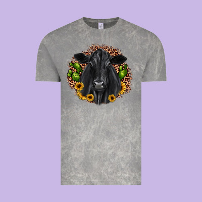 Black Angus Cactus Sunflower Vintage Tee Designed By Jahusdesignshop