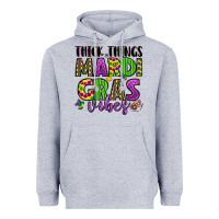 Heather Grey thick things mardi gras vibes Heavyweight Hoodie - LillyAllenDesigns