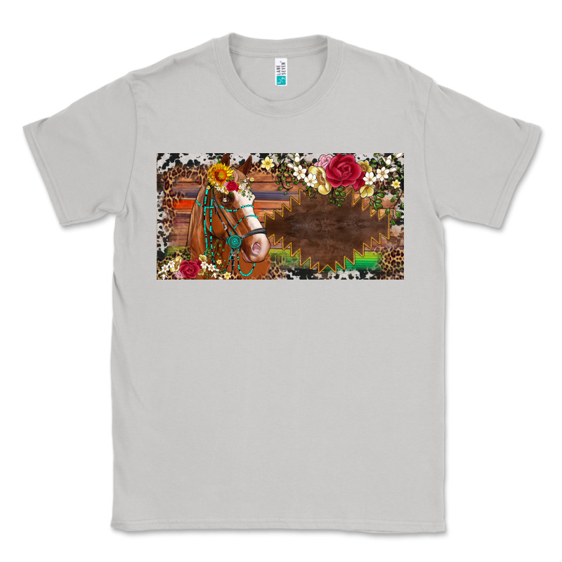 Western Turquoise Gemstone Horse Cowhide Leopard Floral Background Lic Classic Tee by Artiststas | Teevron