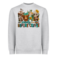 Moody Before Coffee Longhaired Cow Coffee Heavyweight Sweatshirt | Teevron