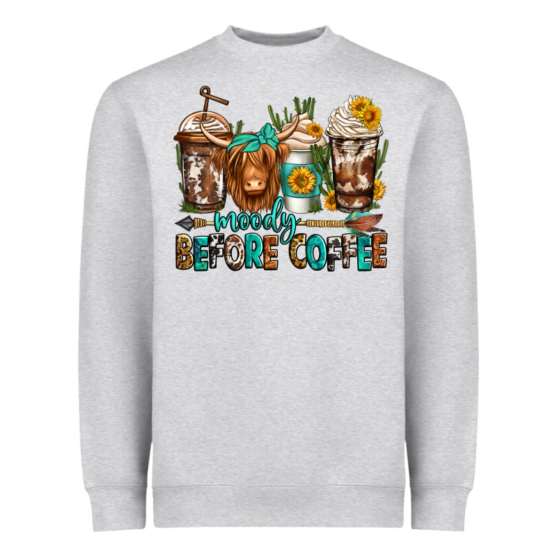 Moody Before Coffee Longhaired Cow Coffee Heavyweight Sweatshirt by Jasminsmagicworld | Teevron