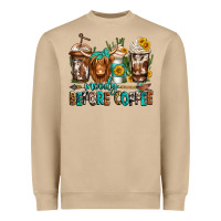 Mushroom moody before coffee longhaired cow coffee Heavyweight Sweatshirt - Jasminsmagicworld
