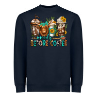 Navy moody before coffee longhaired cow coffee Heavyweight Sweatshirt - Jasminsmagicworld