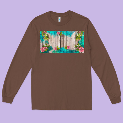 Western Floral  License Plate Template Long Sleeve Tee Designed By Barkaloodesign