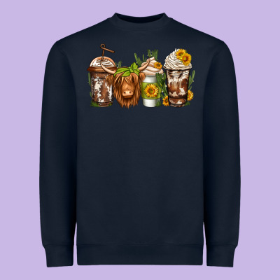 Longhaired Cow Coffee Heavyweight Sweatshirt Designed By Jasminsmagicworld