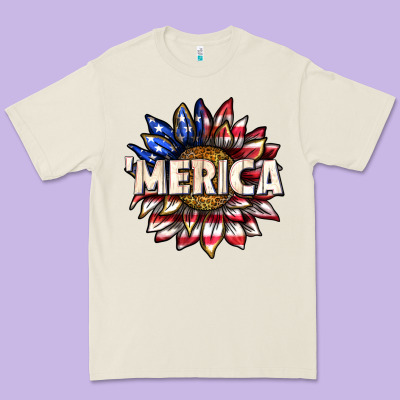Premium Tee merica with sunflower