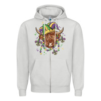 Dove Grey mardi gras cow Zipper Hoodie - MaliasSmallBusiness