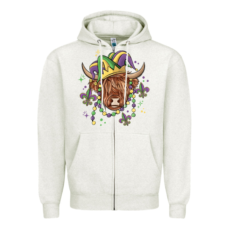 Mardi Gras Cow Zipper Hoodie by MaliasSmallBusiness | Teevron