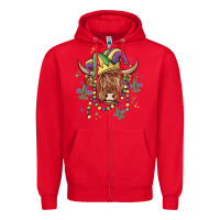 Red mardi gras cow Zipper Hoodie - MaliasSmallBusiness