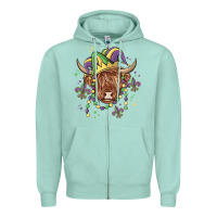 Seafoam mardi gras cow Zipper Hoodie - MaliasSmallBusiness